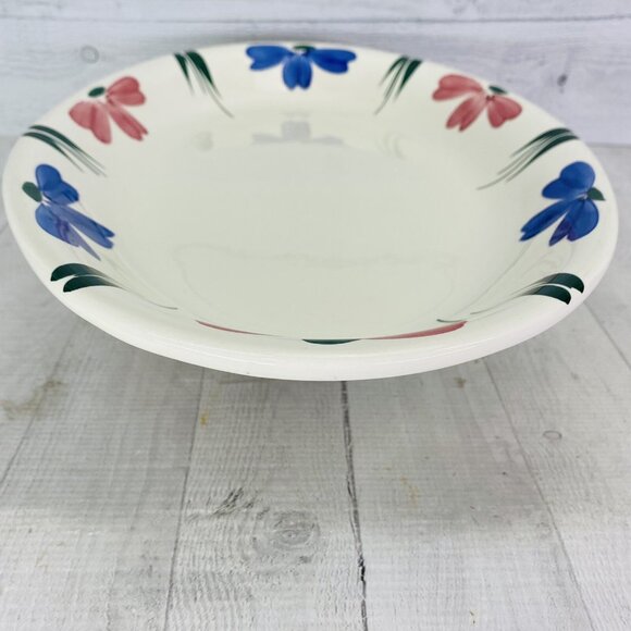 Furio JEWFLORA Italy Blue Pink Flowers Rim Large 16" Deep Dish Serving Platter - Picture 6 of 13